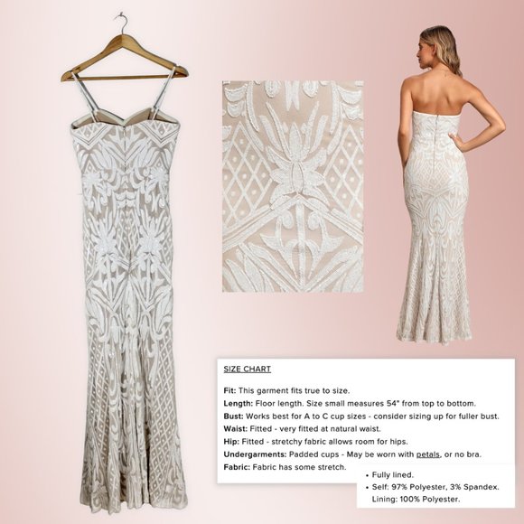 BNWT Lulus Sequin Sweetheart Mermaid Wedding Dress - Picture 2 of 4